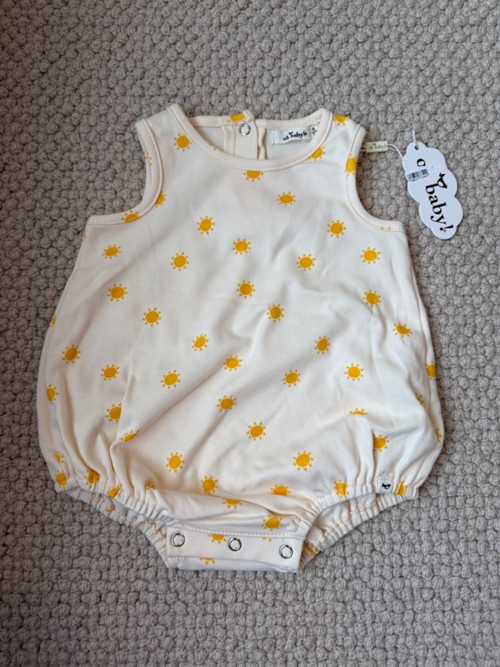 Oh Baby! Cream Sunsuit with Yellow Sun Print NWT